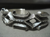 Rare Navajo Aaron Anderson "Thorns of Native American Jewelry Silver" Tufa Cast Bracelet-Nativo Arts