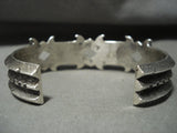 Rare Navajo Aaron Anderson "Thorns of Native American Jewelry Silver" Tufa Cast Bracelet-Nativo Arts