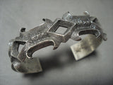 Rare Navajo Aaron Anderson "Thorns of Native American Jewelry Silver" Tufa Cast Bracelet-Nativo Arts