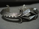Rare Navajo Aaron Anderson Tufa Casted Native American Jewelry Silver Bracelet-Nativo Arts