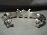 Rare Navajo Aaron Anderson Tufa Casted Native American Jewelry Silver Bracelet-Nativo Arts