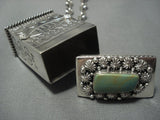 Rare Navajo Ben Begaye Turquoise Sterling Native American Jewelry Silver Pillbox Necklace-Nativo Arts