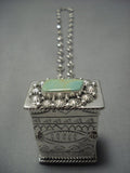 Rare Navajo Ben Begaye Turquoise Sterling Native American Jewelry Silver Pillbox Necklace-Nativo Arts