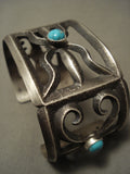 Rare Navajo 'Chee Family' Carico Lake Native American Jewelry Silver Ant Turquoise Sterling Bracelet-Nativo Arts