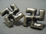 Rare Navajo Whirling Logs Sterling Native American Jewelry Silver Earrings-Nativo Arts