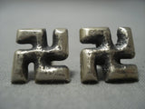 Rare Navajo Whirling Logs Sterling Native American Jewelry Silver Earrings-Nativo Arts
