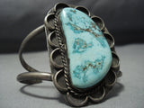 Rare Old Carico Lake Turquoise Vintage Native American Jewelry Navajo Sterling Silver Bracelet Old-Nativo Arts