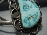 Rare Old Carico Lake Turquoise Vintage Native American Jewelry Navajo Sterling Silver Bracelet Old-Nativo Arts