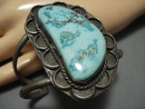 Rare Old Carico Lake Turquoise Vintage Native American Jewelry Navajo Sterling Silver Bracelet Old-Nativo Arts