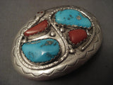 Rare Older Hallmark Zuni Effie Snake Persian Turquoise Buckle-Nativo Arts