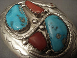 Rare Older Hallmark Zuni Effie Snake Persian Turquoise Buckle-Nativo Arts