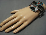 Rare Older Huge Vintage Native American Jewelry Zuni Turquoise Coral Sterling Silver Cuff Bracelet-Nativo Arts