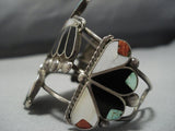 Rare Older Huge Vintage Native American Jewelry Zuni Turquoise Coral Sterling Silver Cuff Bracelet-Nativo Arts