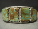 Rare! Quality Vintage Navajo 'Square Royston Turquoise' Sterling Native American Jewelry Silver Bracelet-Nativo Arts