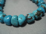 Rare!! Rounded Turquoise Vintage Navajo Native American Jewelry jewelry Silver Necklace Old-Nativo Arts