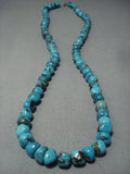 Rare!! Rounded Turquoise Vintage Navajo Native American Jewelry jewelry Silver Necklace Old-Nativo Arts