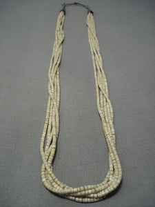 Rare Santo Domingo Sterling Native American Jewelry Silver Solid Heishi Necklace-Nativo Arts
