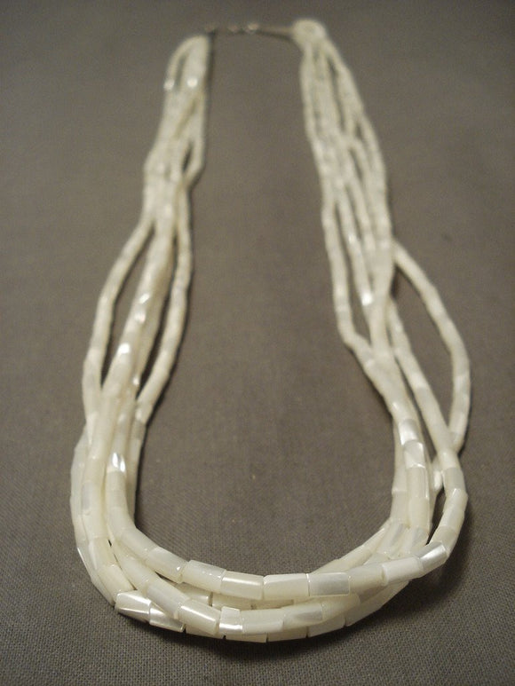 Rare Santo Domingo Tubule Pearl Sterling Native American Jewelry Silver Necklace-Nativo Arts