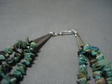 Rare Signed!! Vintage Native American Jewelry Navajo Jeff Mutte Green Turquoise Sterling Silver Necklace-Nativo Arts