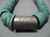 Rare Signed!! Vintage Native American Jewelry Navajo Royston Turquoise Sterling Silver Tubule Necklace-Nativo Arts