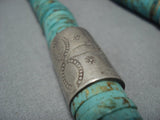 Rare Signed!! Vintage Native American Jewelry Navajo Royston Turquoise Sterling Silver Tubule Necklace-Nativo Arts