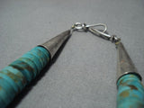 Rare Signed!! Vintage Native American Jewelry Navajo Royston Turquoise Sterling Silver Tubule Necklace-Nativo Arts