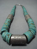 Rare Signed!! Vintage Native American Jewelry Navajo Royston Turquoise Sterling Silver Tubule Necklace-Nativo Arts