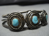 Rare Silver Basket Vintage Native American Navajo Turquoise Sterling Bracelet Cuff-Nativo Arts
