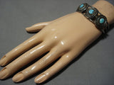 Rare Silver Basket Vintage Native American Navajo Turquoise Sterling Bracelet Cuff-Nativo Arts