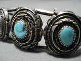 Rare Silver Basket Vintage Native American Navajo Turquoise Sterling Bracelet Cuff-Nativo Arts