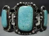 Rare!! Sky Blue Turquoise Vintage Native American Jewelry Navajo Sterling Silver Bracelet Old-Nativo Arts