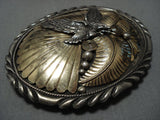 Rare Soaring Eagle Gold Sterling Silver Vintage Native American Jewelry Navajo Bracelet Cuff-Nativo Arts