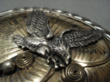 Rare Soaring Eagle Gold Sterling Silver Vintage Native American Jewelry Navajo Bracelet Cuff-Nativo Arts