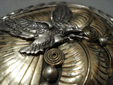 Rare Soaring Eagle Gold Sterling Silver Vintage Native American Jewelry Navajo Bracelet Cuff-Nativo Arts