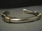 Rare Solid 14k Gold Orville Tsinnie Native American Jewelry Silver Thick Vintage Navajo Bracelet-Nativo Arts