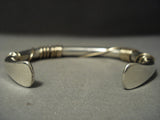 Rare Solid 14k Gold Orville Tsinnie Native American Jewelry Silver Thick Vintage Navajo Bracelet-Nativo Arts