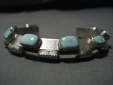 Rare Stepping Stone Turquoise Vintage Native American Navajo Sterling Silver Bracelet Old Cuff-Nativo Arts