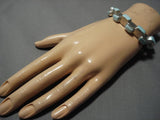 Rare Stepping Stone Turquoise Vintage Native American Navajo Sterling Silver Bracelet Old Cuff-Nativo Arts