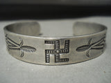 Rare Thicker 1920's/30's Vintage Navajo Whirling Logs Native American Jewelry Silver Bracelet Old-Nativo Arts
