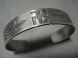 Rare Thicker 1920's/30's Vintage Navajo Whirling Logs Native American Jewelry Silver Bracelet Old-Nativo Arts