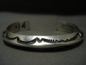 Rare Triangular Shank Orville Tsinnie (d.) Native American Jewelry Silver Thick Bracelet-Nativo Arts