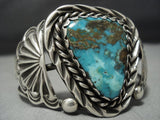 Rare Triangular Turquoise Vintage Native American Jewelry Navajo Sterling Silver Bracelet Cuff Old-Nativo Arts