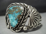 Rare Triangular Turquoise Vintage Native American Jewelry Navajo Sterling Silver Bracelet Cuff Old-Nativo Arts