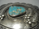 Rare Triangular Turquoise Vintage Navajo Sterling Native American Jewelry Silver Belt Buckle Old-Nativo Arts