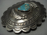 Rare Triangular Turquoise Vintage Navajo Sterling Native American Jewelry Silver Belt Buckle Old-Nativo Arts