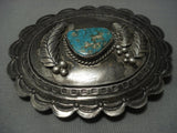 Rare Triangular Turquoise Vintage Navajo Sterling Native American Jewelry Silver Belt Buckle Old-Nativo Arts