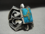 Rare Tufa Casted Pilot Mountain Turquoise Native American Jewelry Silver Ring By Aaron Anderson-Nativo Arts
