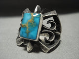 Rare Tufa Casted Pilot Mountain Turquoise Native American Jewelry Silver Ring By Aaron Anderson-Nativo Arts