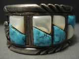 Rare Turquoise! Blue Wind Vintage Navajo Sterling Native American Jewelry Silver Bracelet-Nativo Arts
