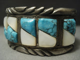 Rare Turquoise! Blue Wind Vintage Navajo Sterling Native American Jewelry Silver Bracelet-Nativo Arts